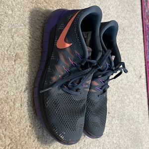 Purple and orange tennis shoes!